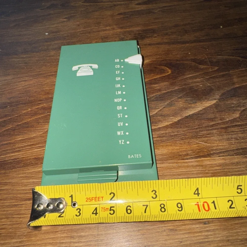 Vintage 1950s Bates Autodex Green Address List Finder, Slim Felt Bottom W Cards